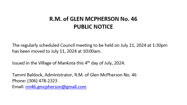 RM 46 – Public Notice